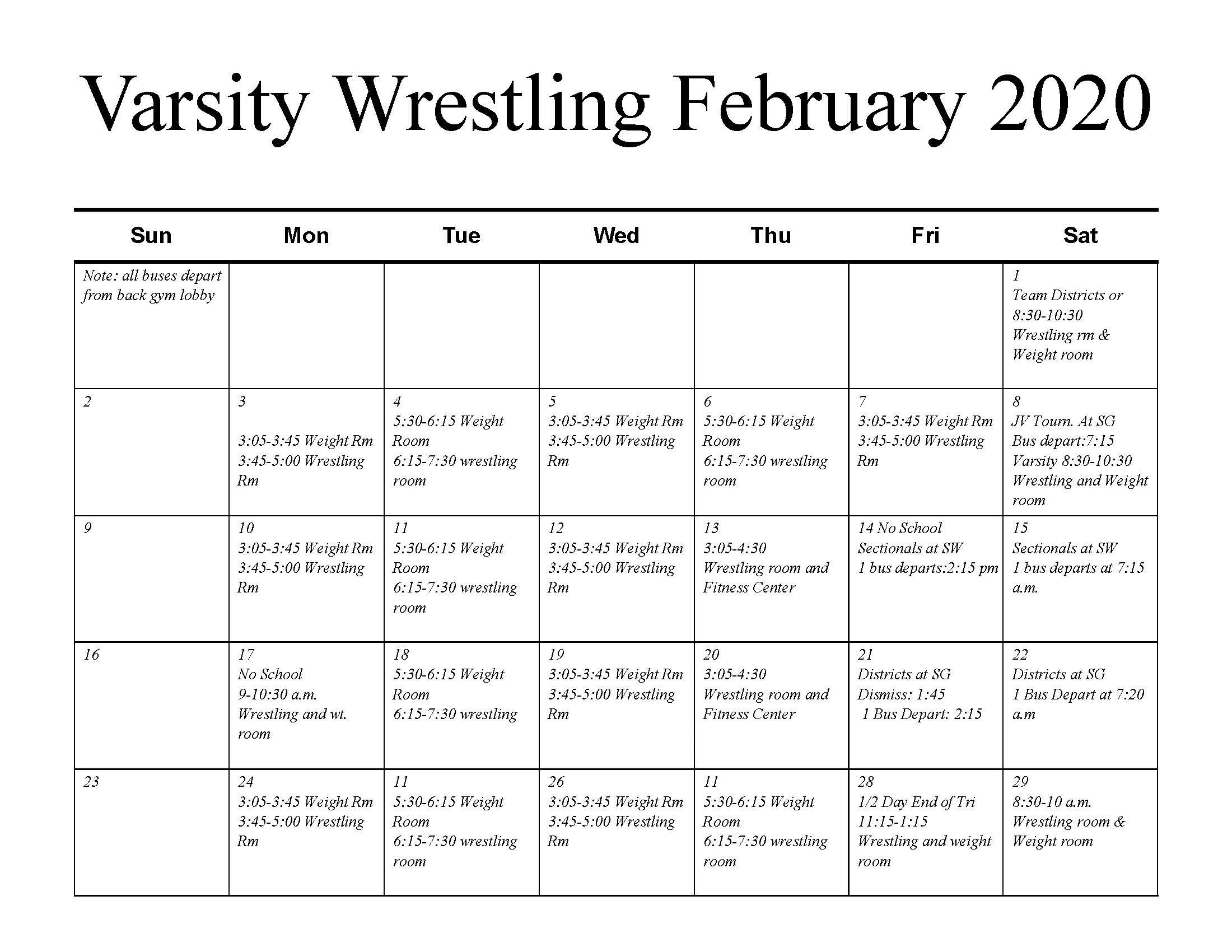 Calendar Dallastown Wrestling